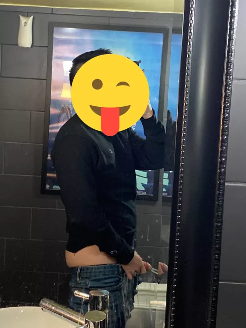 Sneak peek of my Asian cock at the urinal while you’re washing your hands