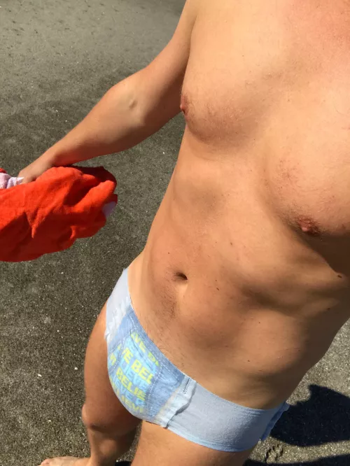 You’ve got the beach to yourself. Pull-up diaper instead of speedos?