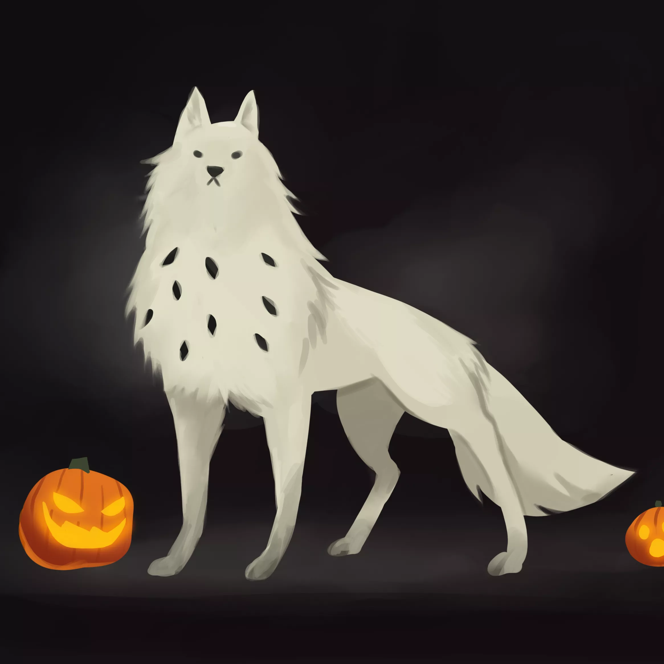 [Art by me] ~Spooky Doggo is here to celebrate Halloween! 🎃👻 (I'm @JumiiFoxx on Twitter!)