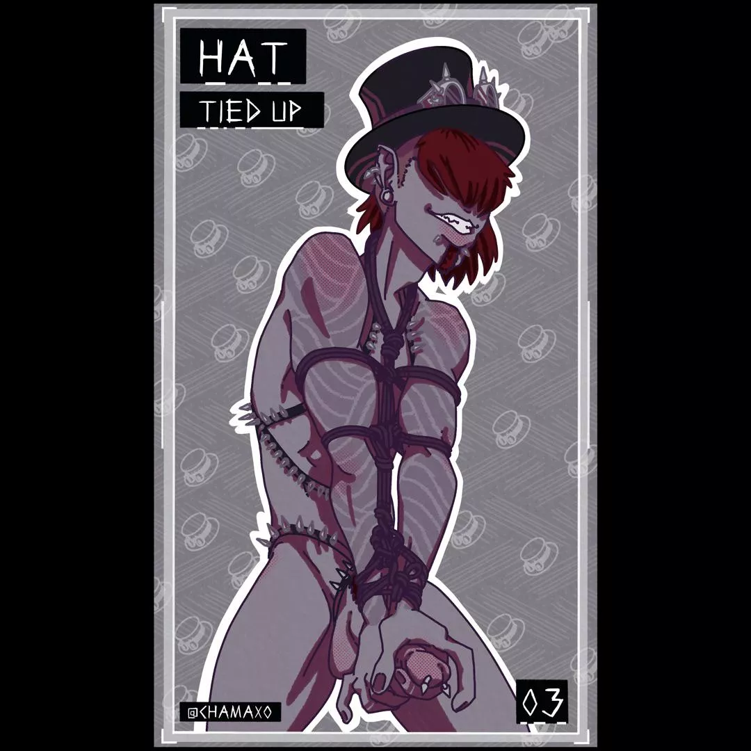 Day 3 #hat x #tiedup | #witchtober x #nsfworktober | by chamaxo (me) | clothed version on my insta