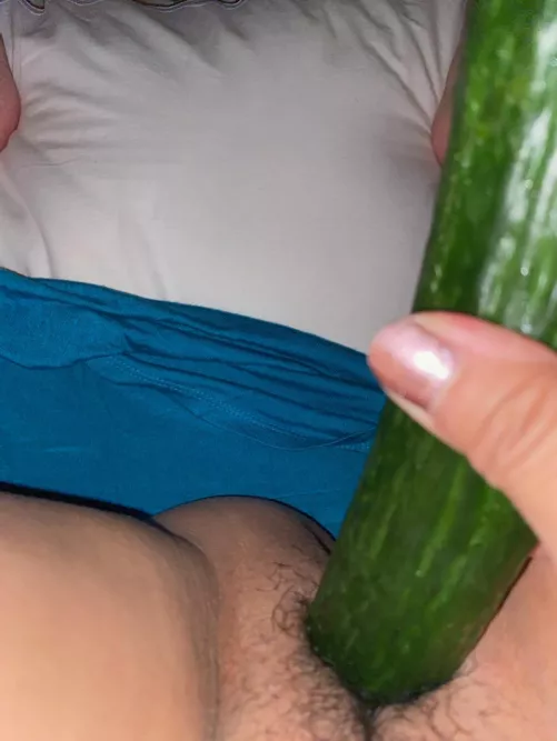 Cucumber in my hairy Korean pussy. Replace it??