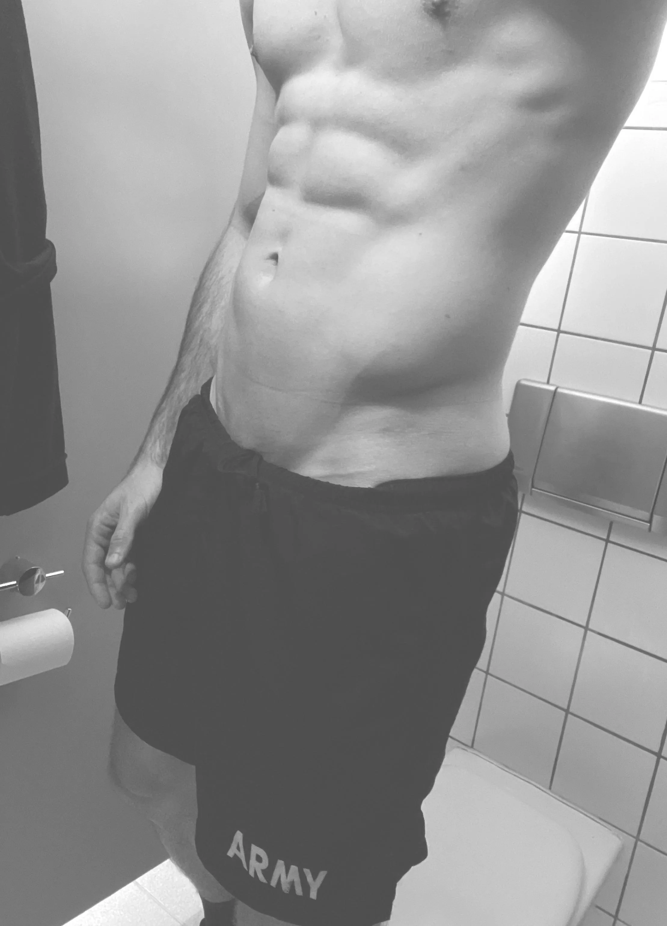 I’m always in the showers after PT😉it’s a free show