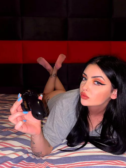 So I can take off these worn smelly socks and let you smell them, but you have to put this cage on.