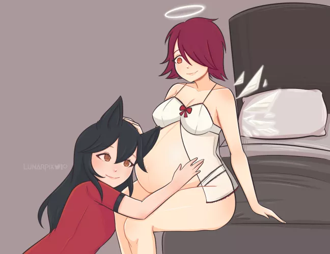 Texas listening to Exusiai's belly [Lunarpix]