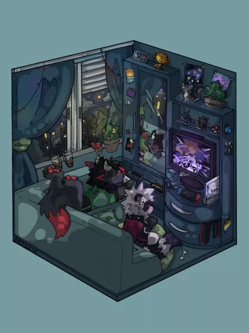 GAME NIGHT WITH THE BOYFRIEND! [ART BY EROSKYI (ME)]