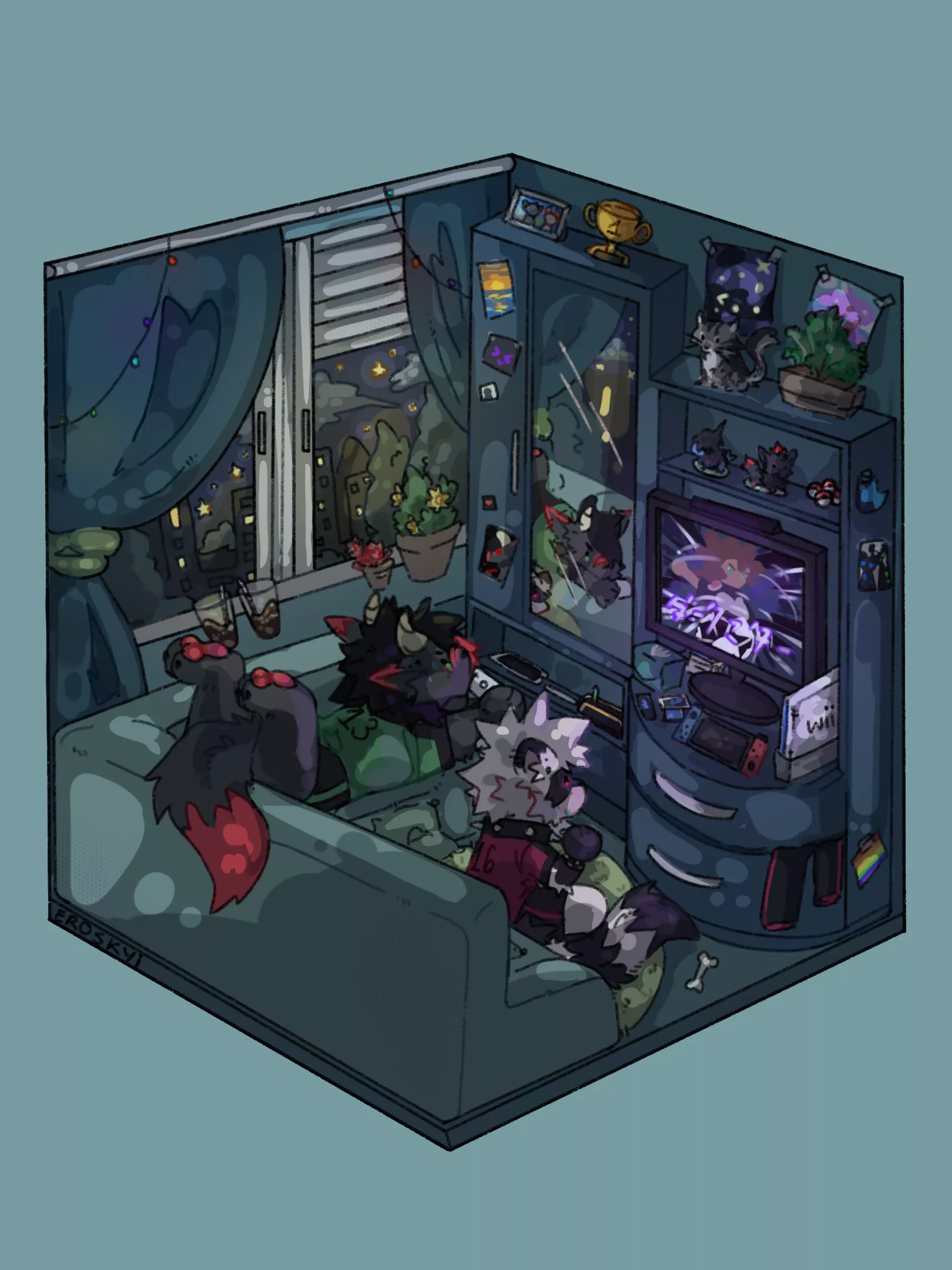 GAME NIGHT WITH THE BOYFRIEND! [ART BY EROSKYI (ME)]