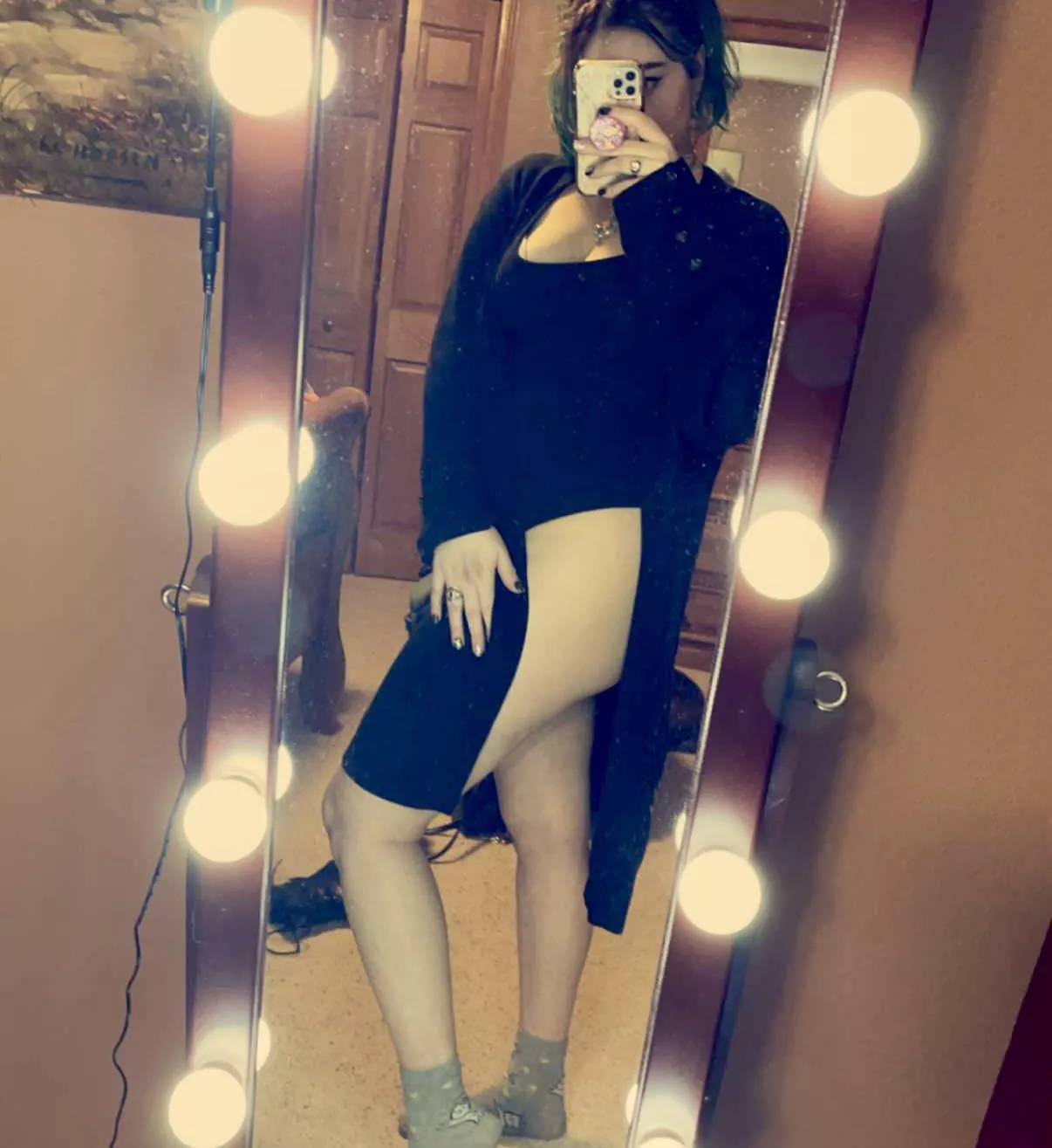 It’s my first time posting in here so I’m feeling a little shy. Maybe next time I’ll be brave enough to take the cardigan off for you