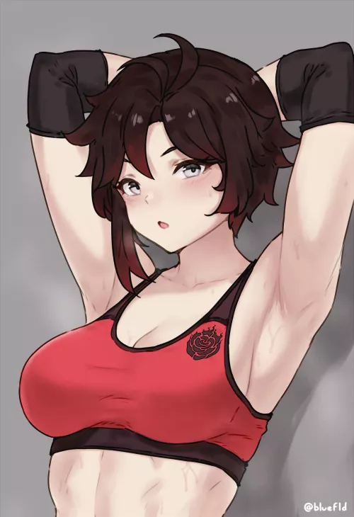 Ruby stretching at the gym [Bluefield]