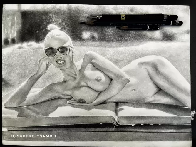 <summer vibes> by <me> graphite drawing on Bristol board