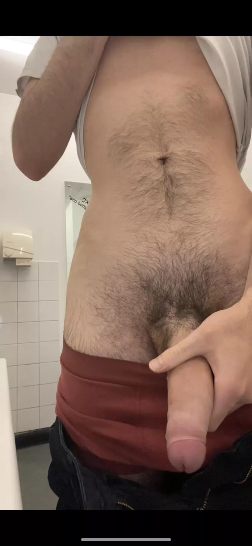 huge hard on in the public toilets hoping someone walks in