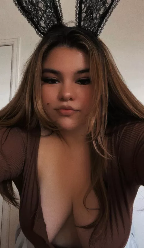 Mexican bunny maid cleans BWC house with giant natural tits out and short skirt