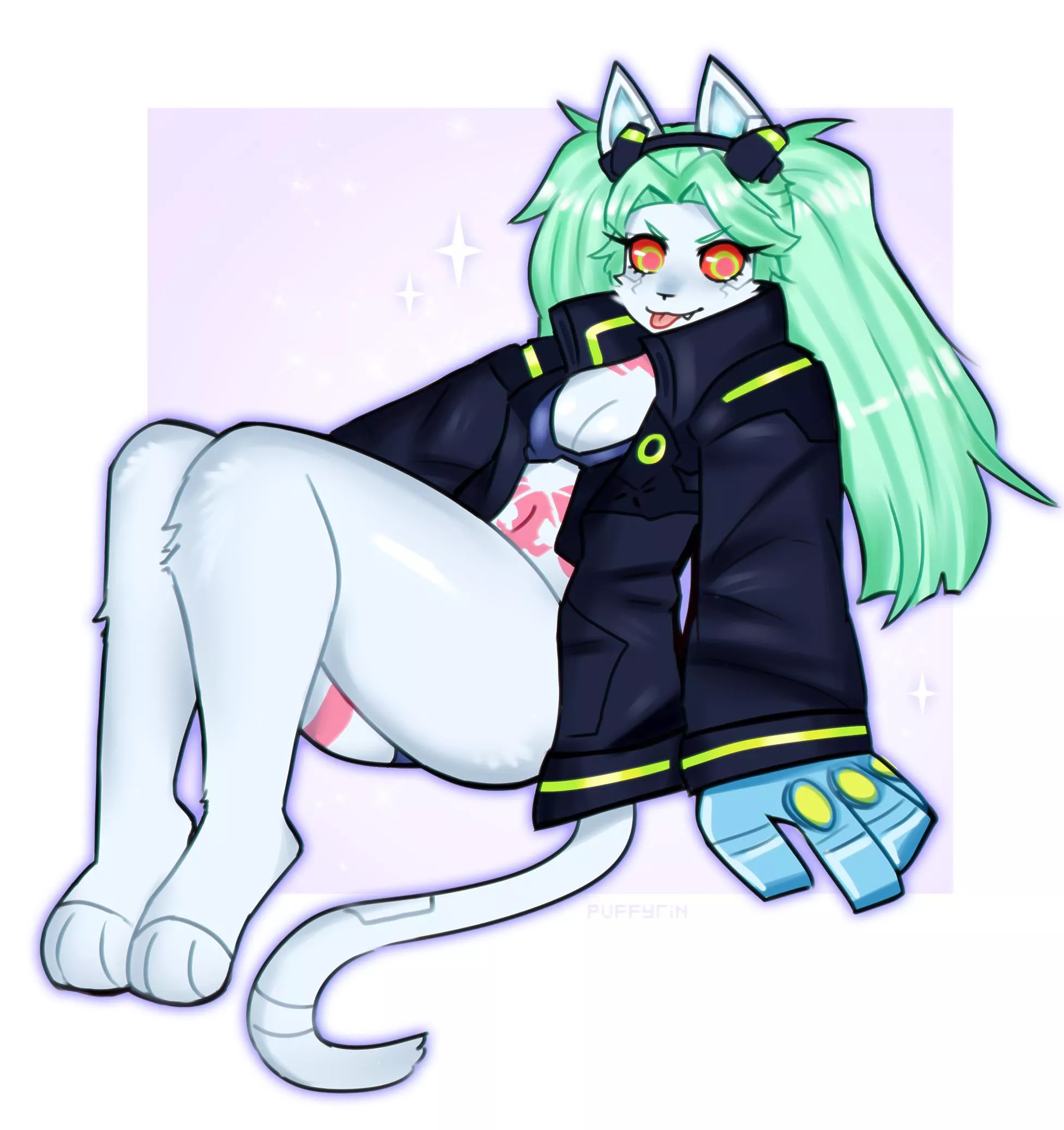 Rebecca but she’s a kitty🐱 (art by me @puffyrin on twitter)