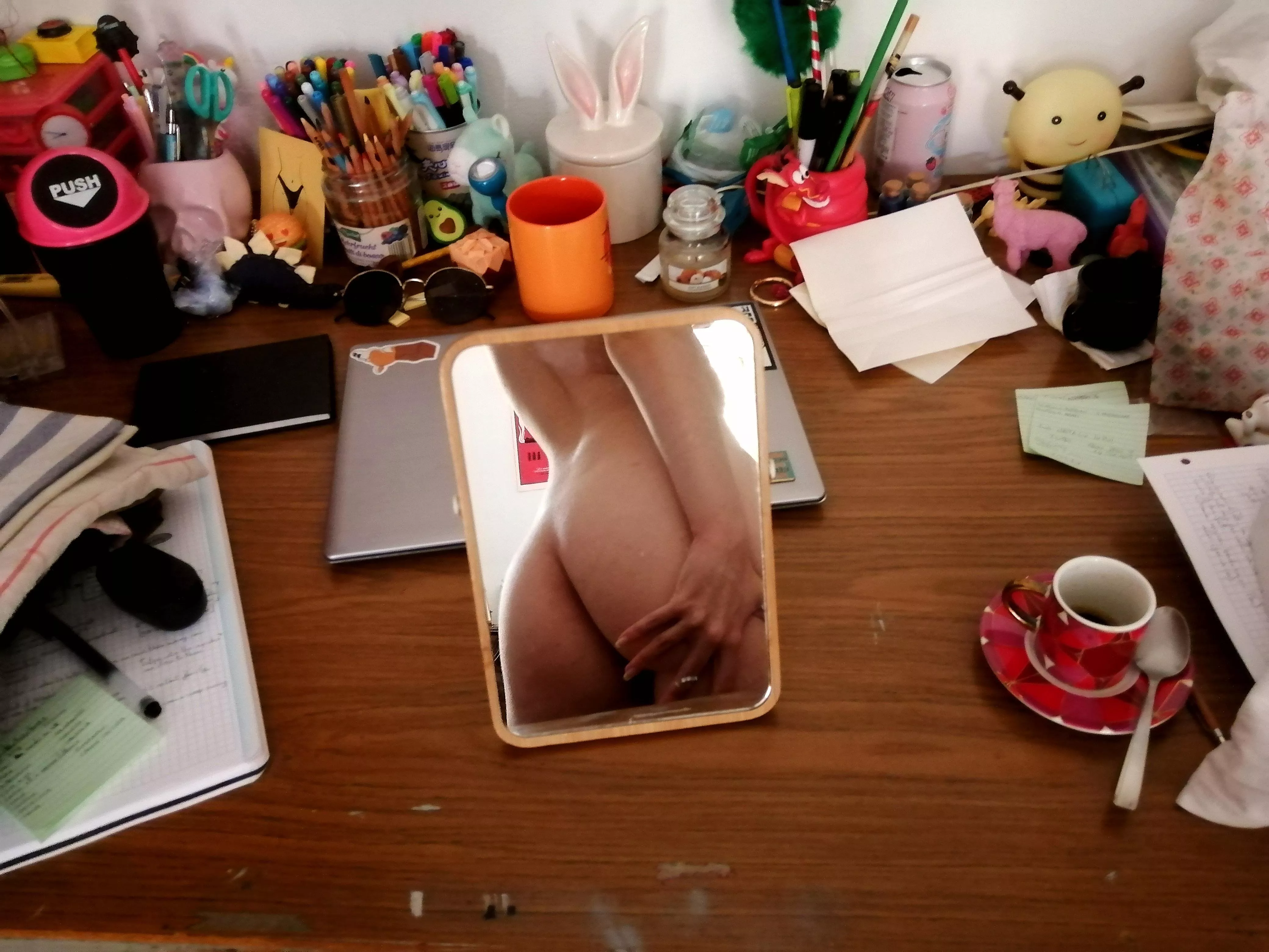 This is my desk... perfect for studying and [f]ucking 🖤