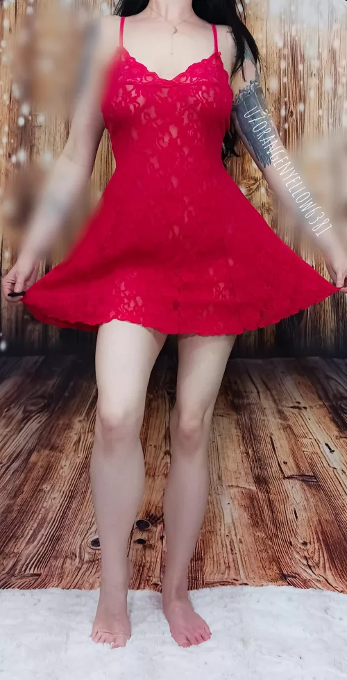 Beautiful sheer red lace chemise