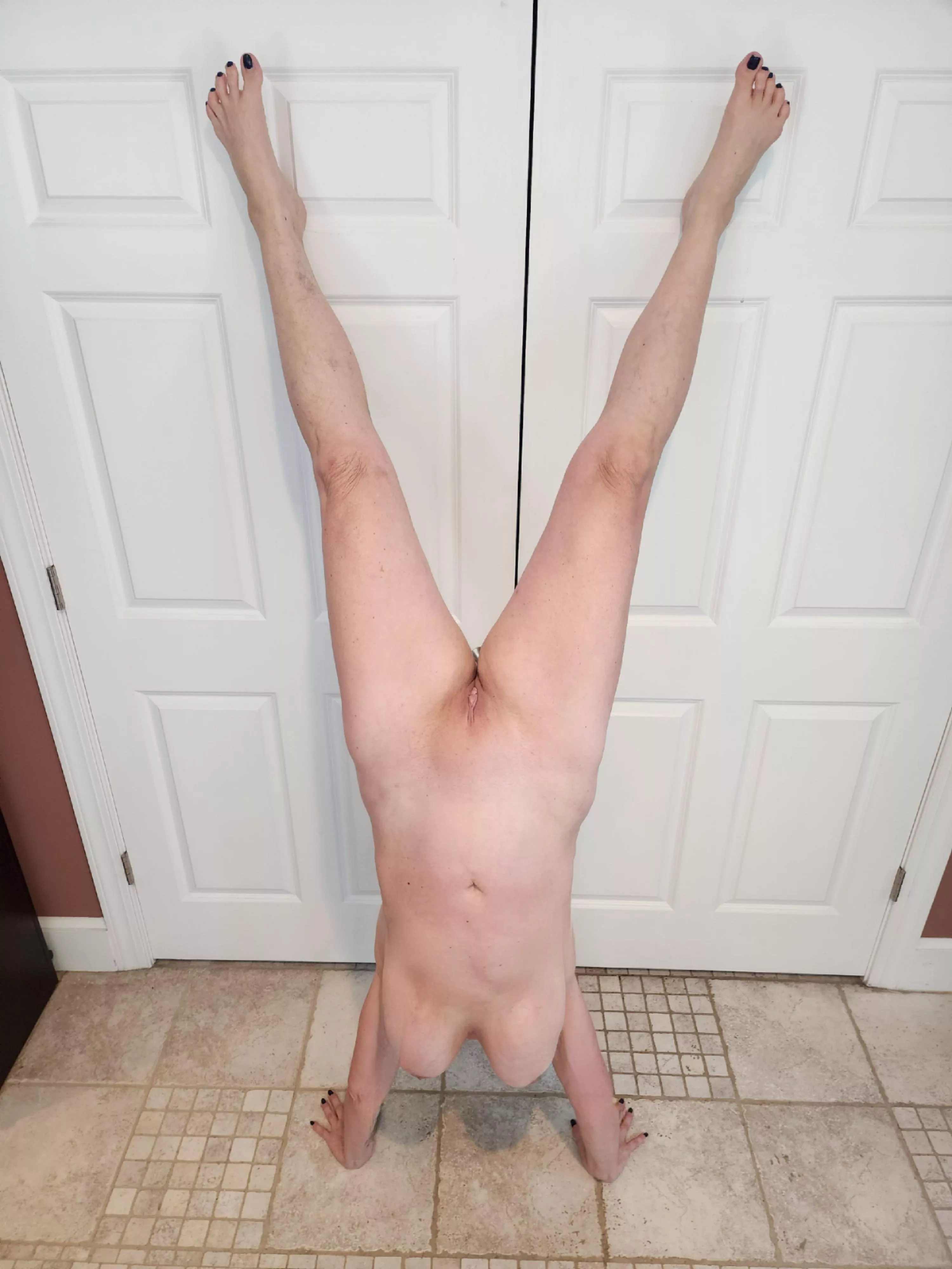 (F) 58. Wanted to see if I could still do a handstand.