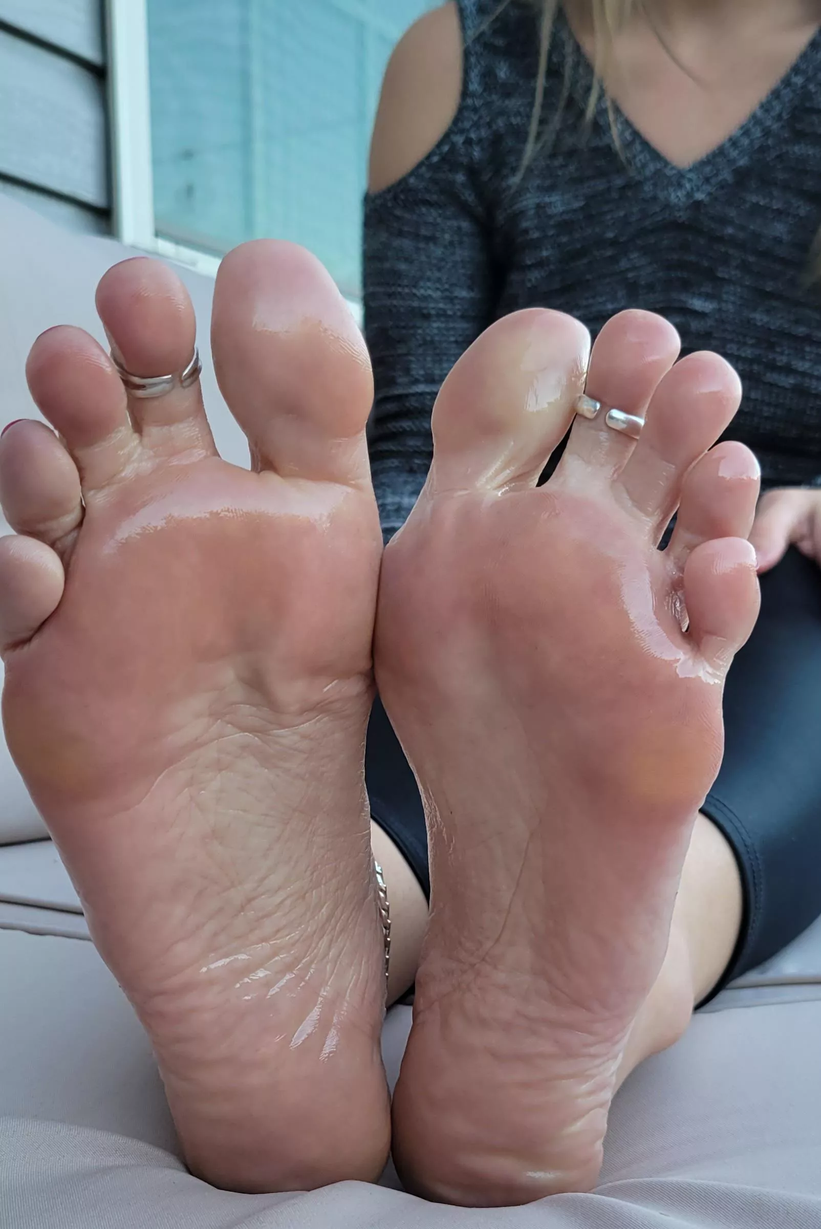 How about you massage my oiled up soft soles first, then I'll massage something not so soft of yours after😋