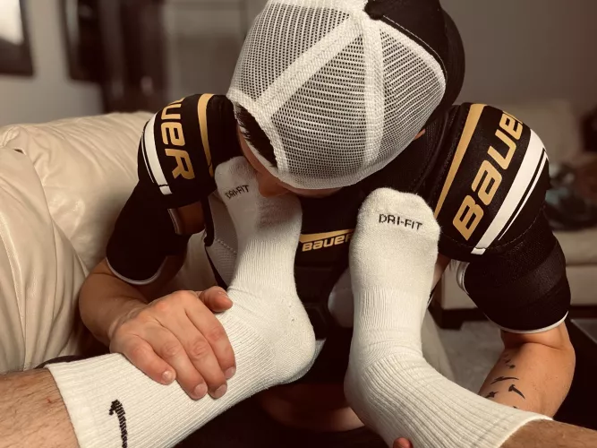 I love shoving my sweaty feet in his face. Who wants a whiff?