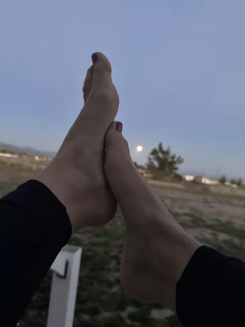Play with my feet and enjoy the full moon?
