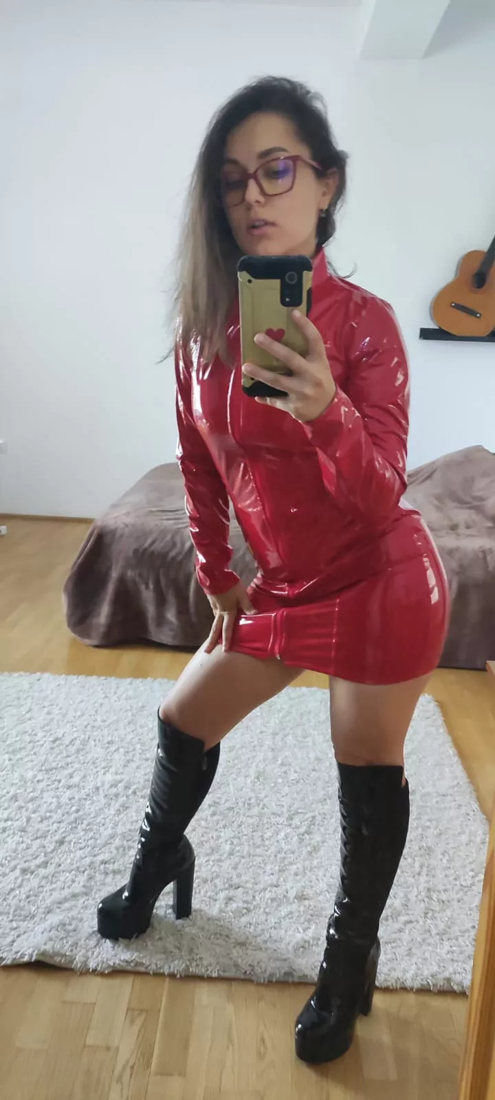 Shiny and powerful. I just love my black boots