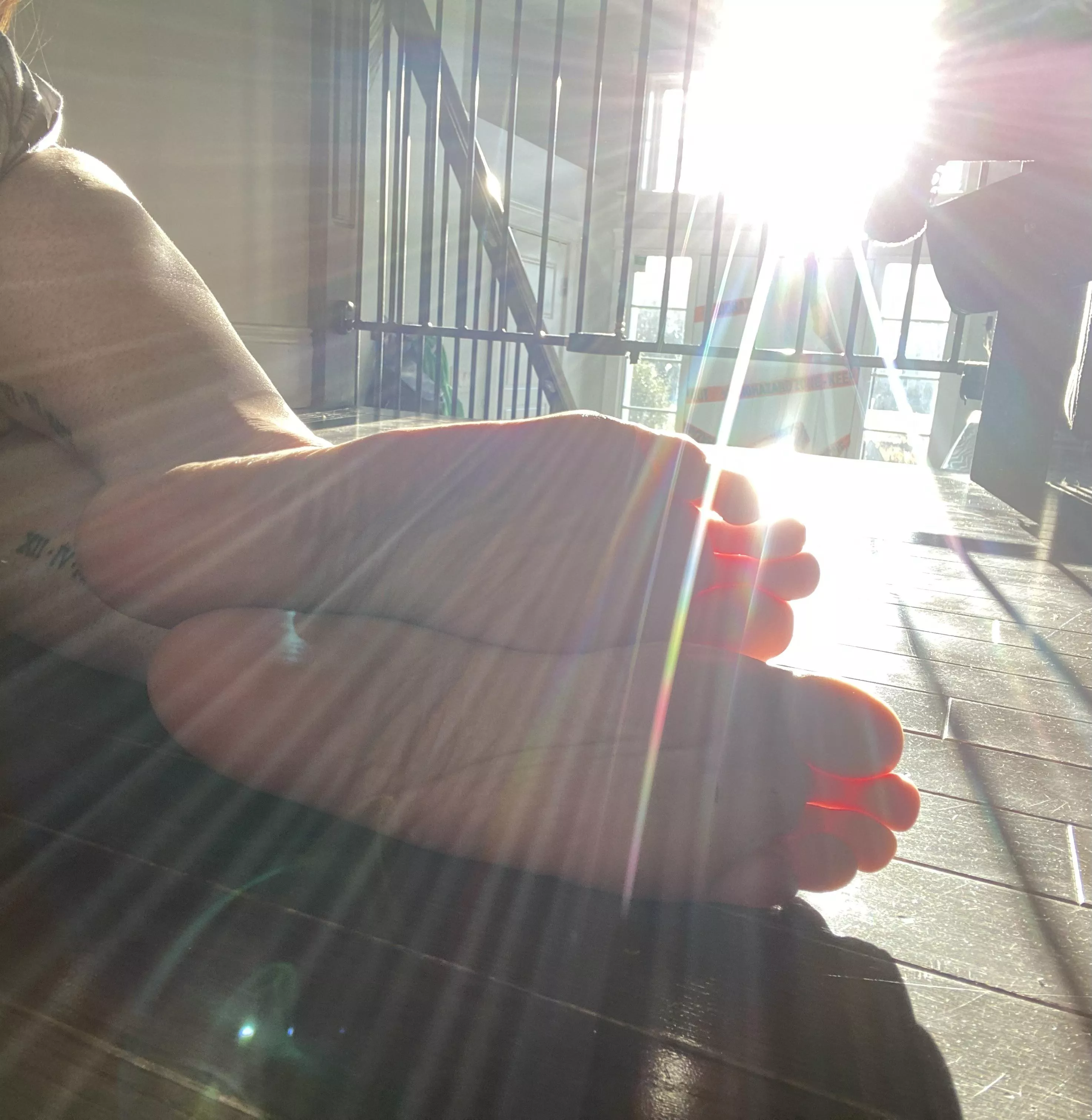 The sun is worshiping my feet this morning, but I think I’d rather you….