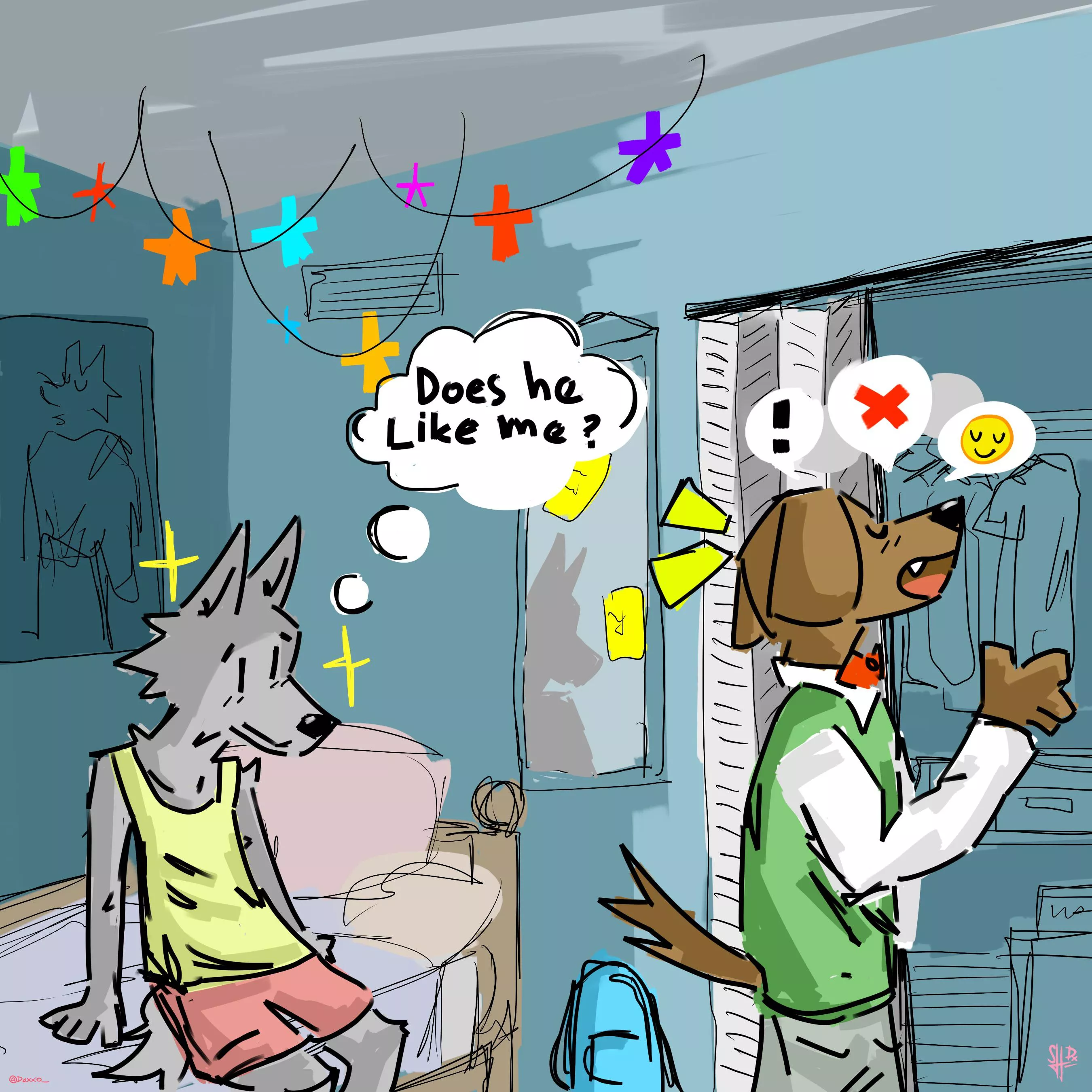 Does he like me? - Edgar and Ned! [Art made by me! | @Dexxo_ on Twitter!]