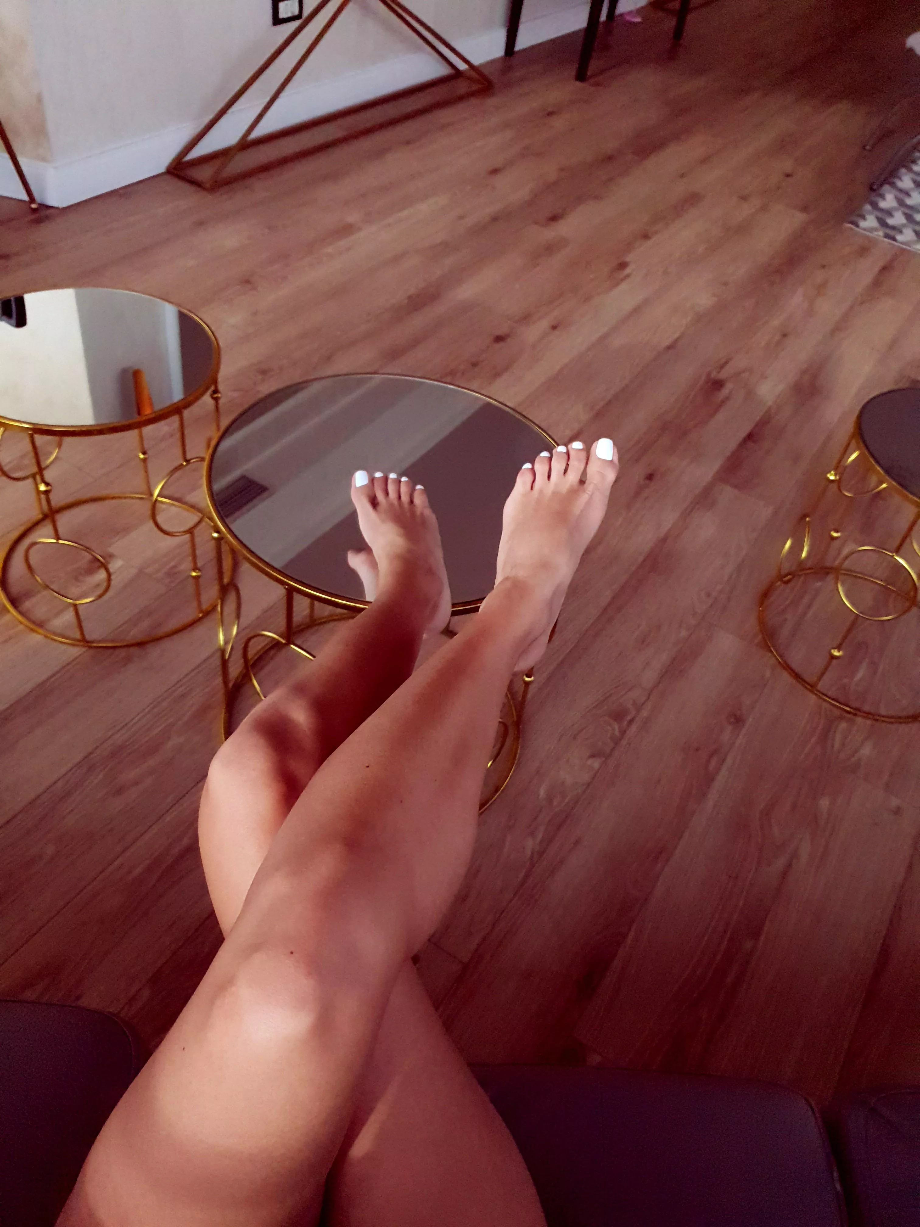 Soft feet, fresh pedicure. The white polish compliments my feet well.