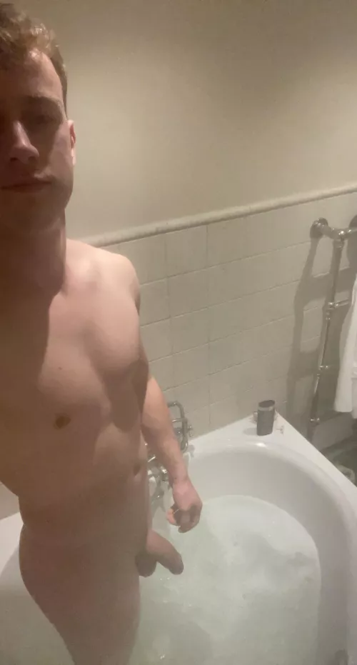 Taking a bath with my uncut softie