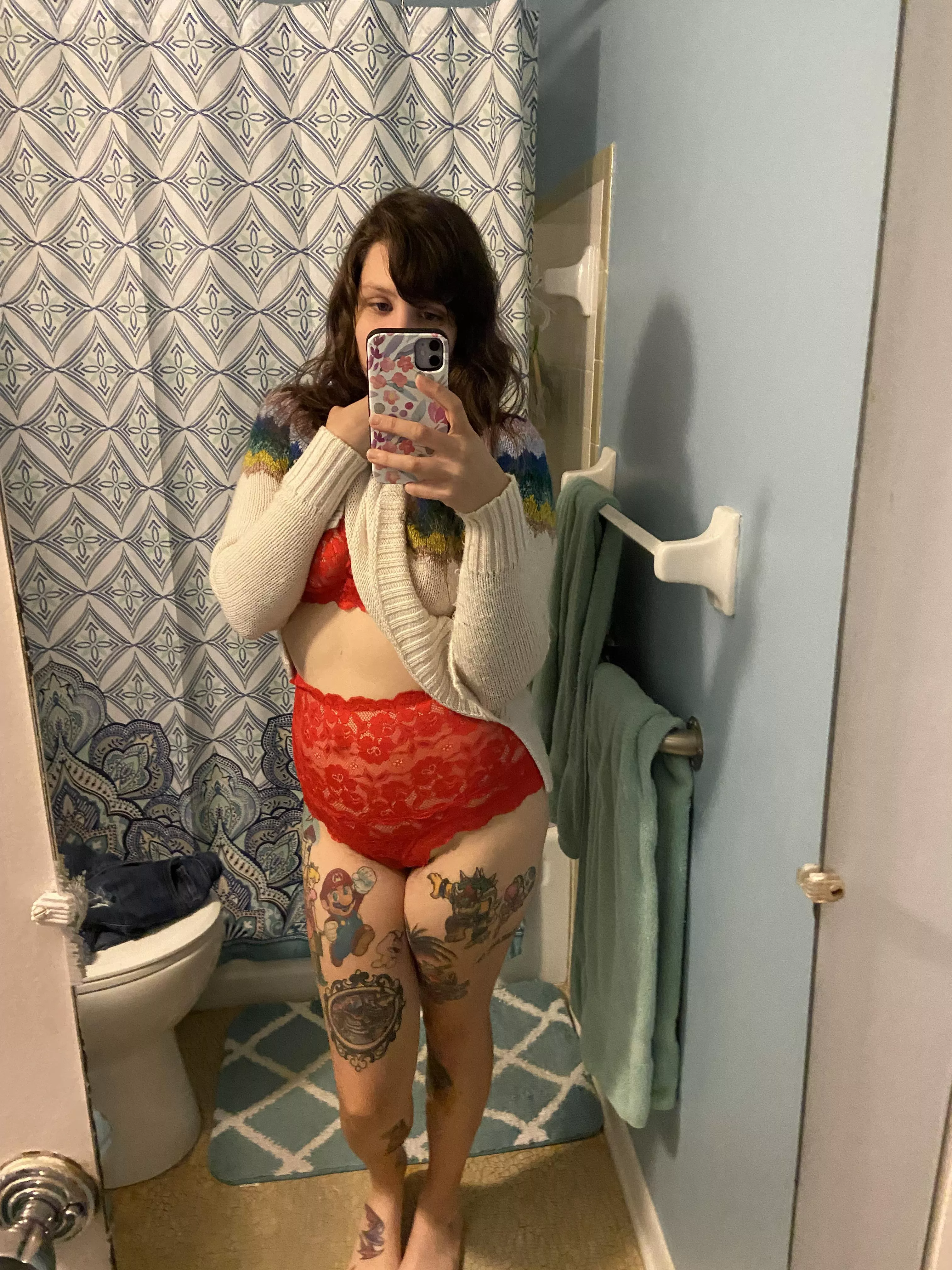 The best thing about cozy sweaters is what’s underneath [F]