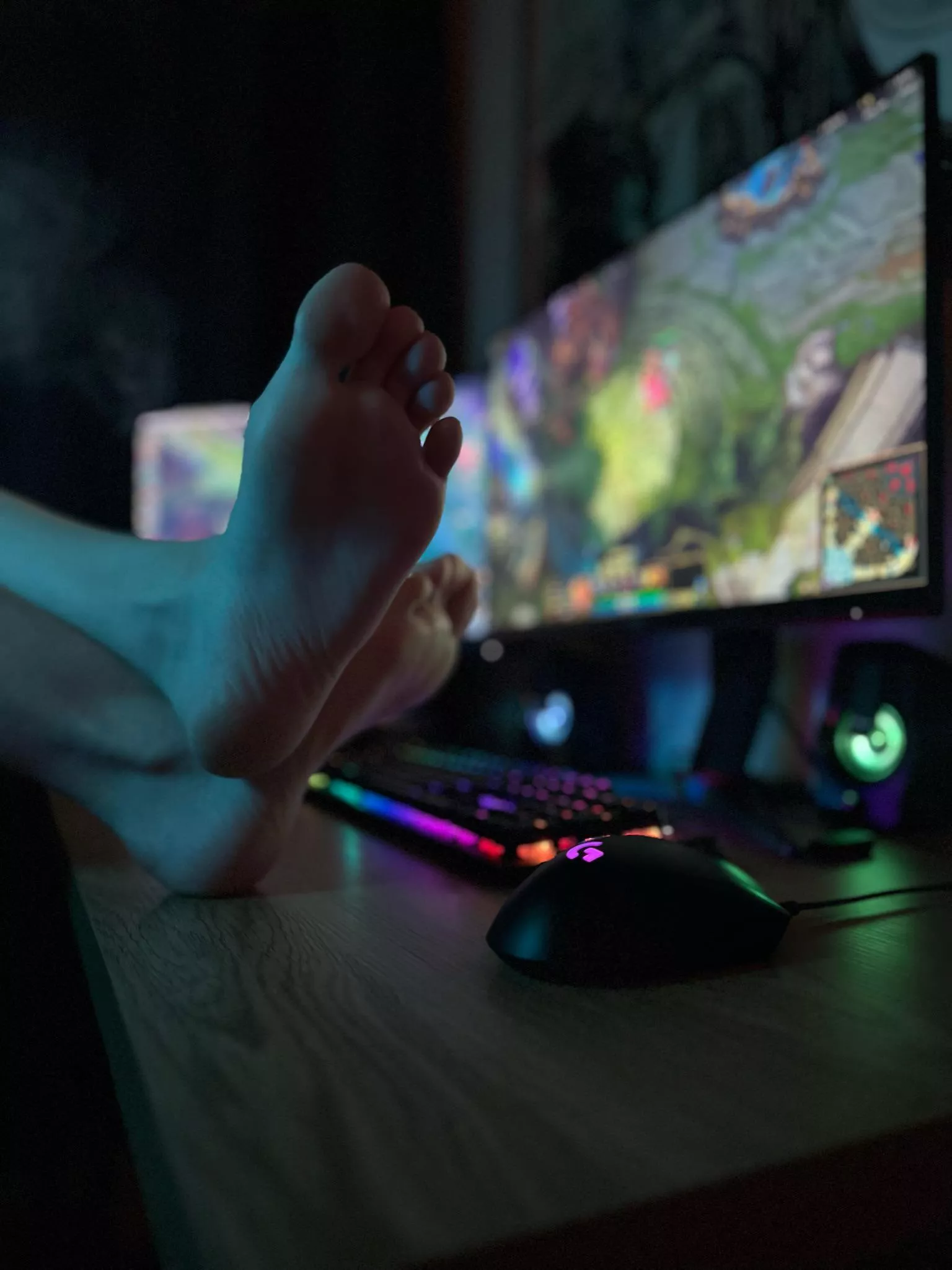 Wanna play with my feet or the game in the background? Or both?