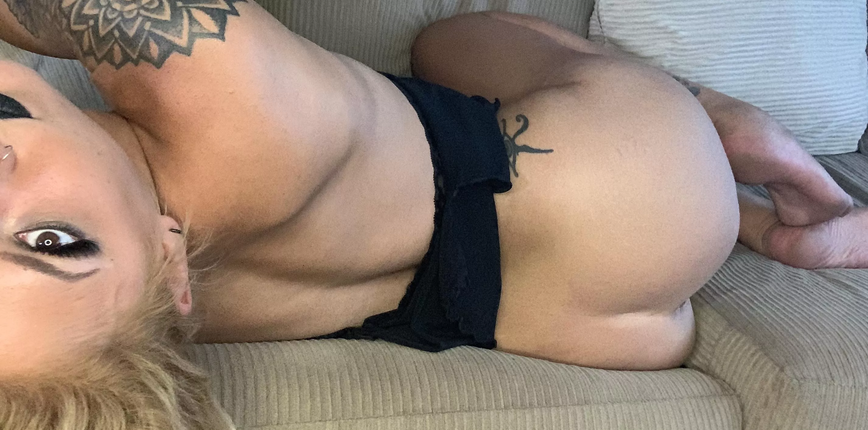 Would you cum over my feet or my ass from this position?