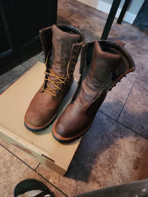 before and after mink oil. little darker than expected but I like it