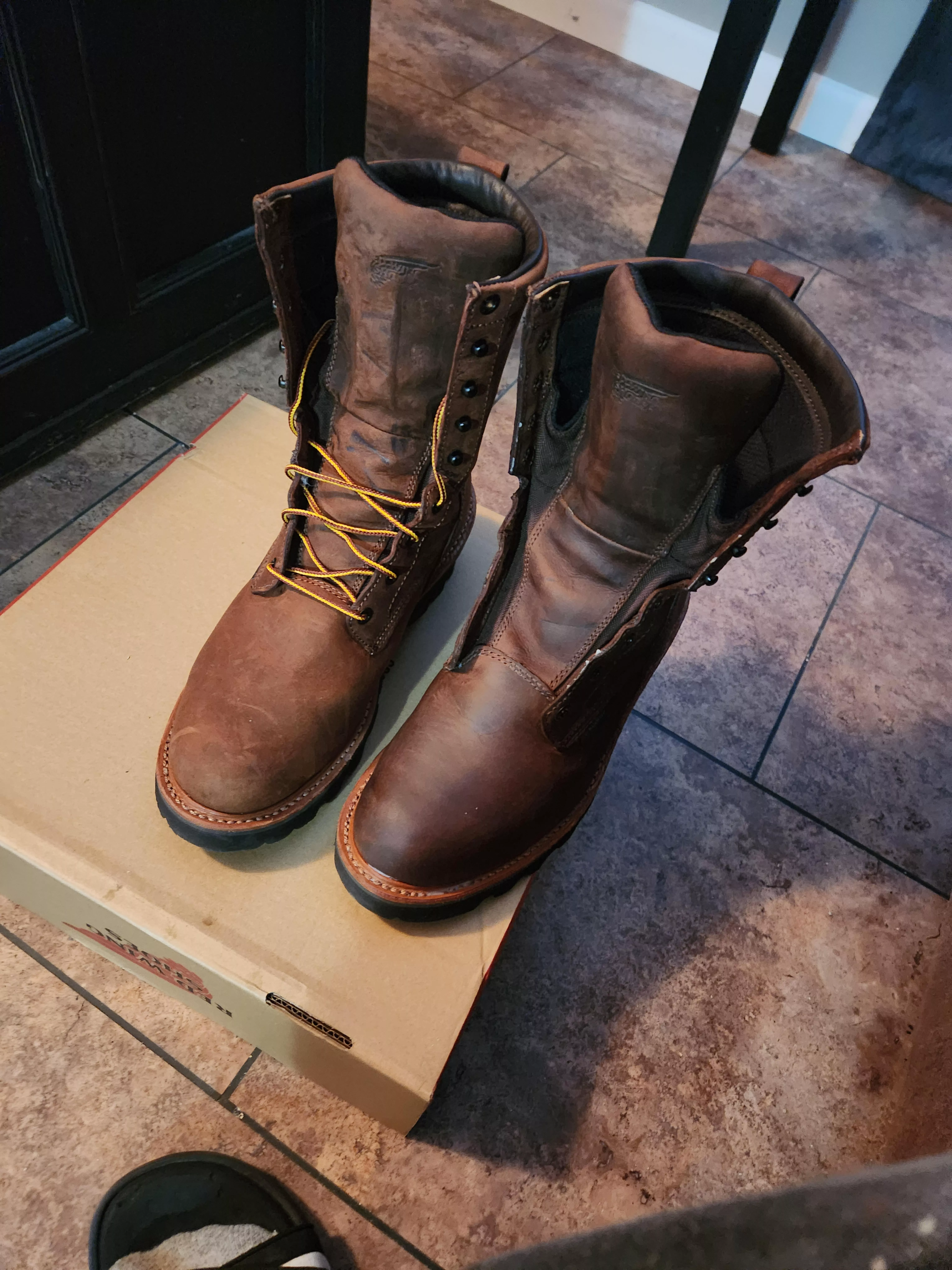 before and after mink oil. little darker than expected but I like it