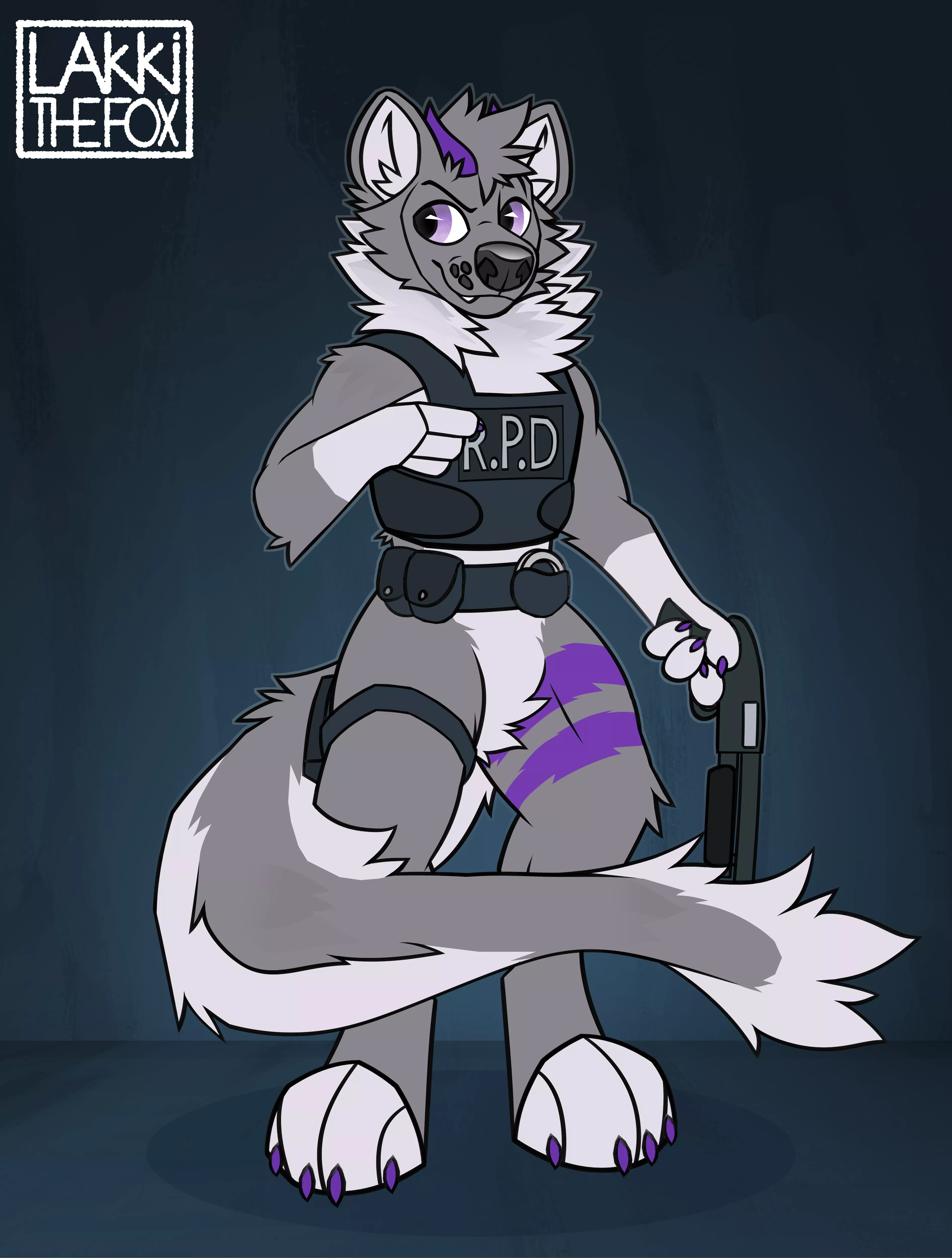 There is a new cop in New Raccoon City (Art by @LakkiTheFox)