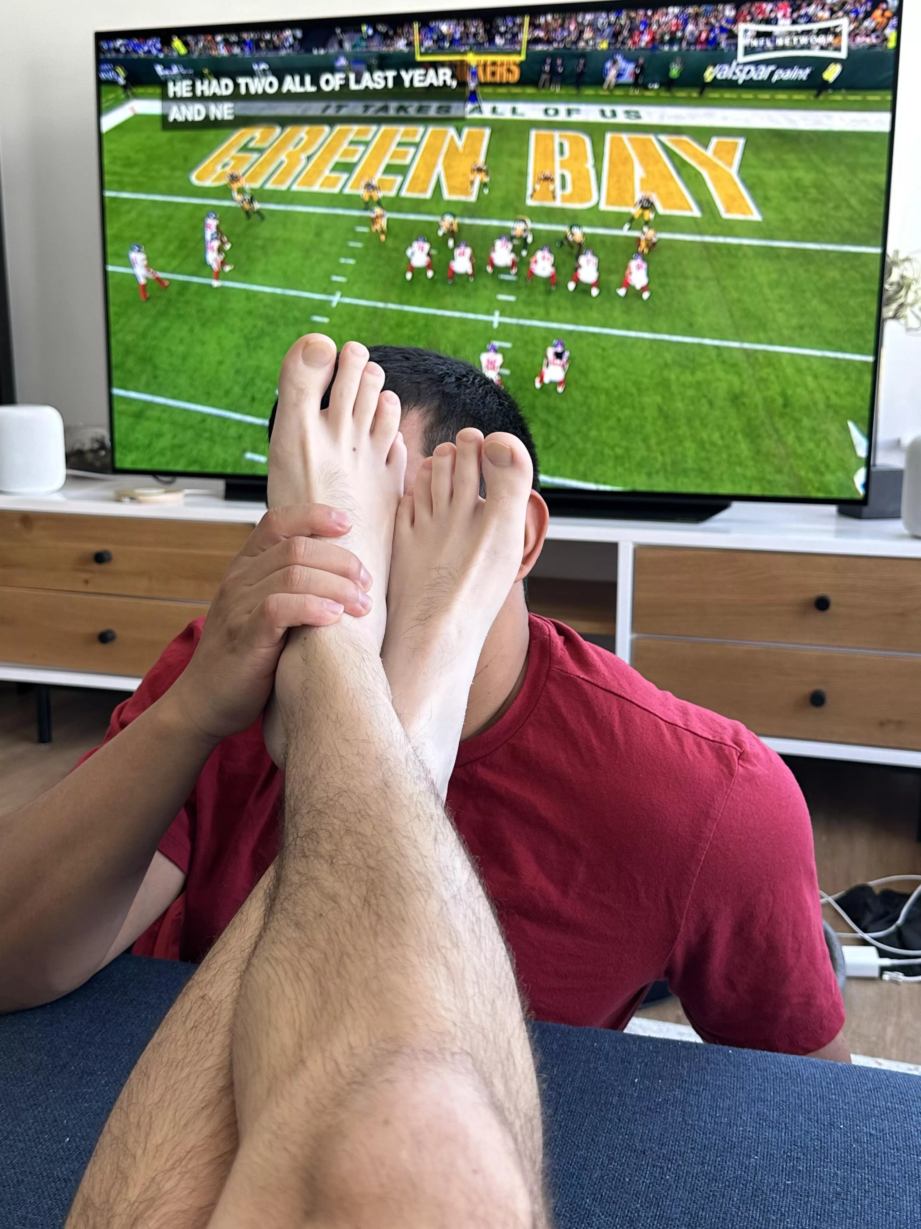 This lucky guy got to be at my feet as I kicked back and watched the game. I know you guys want to be next 😉