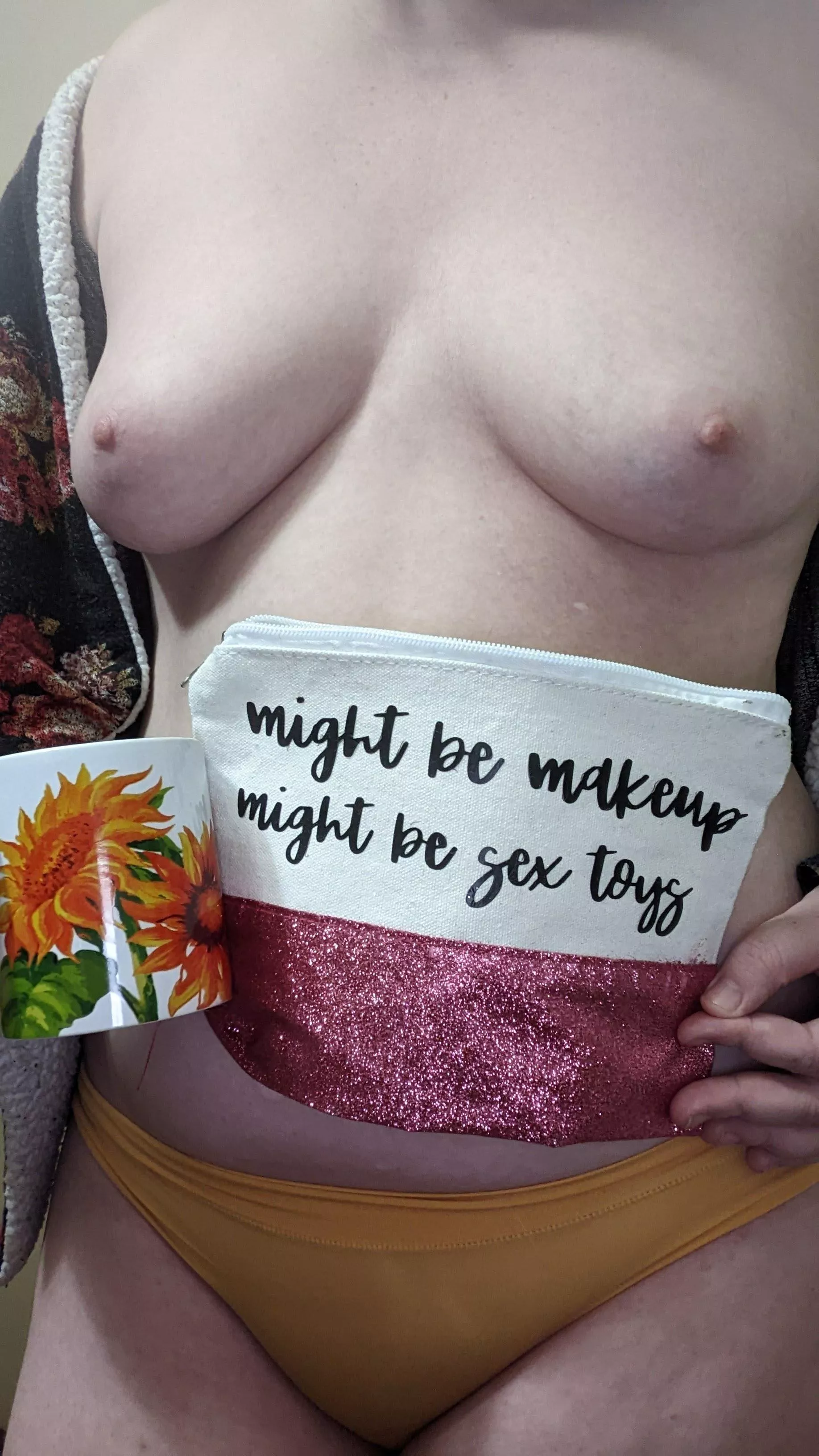 Time for coffee and makeup. oh wait.. I don't wear any makeup tho.