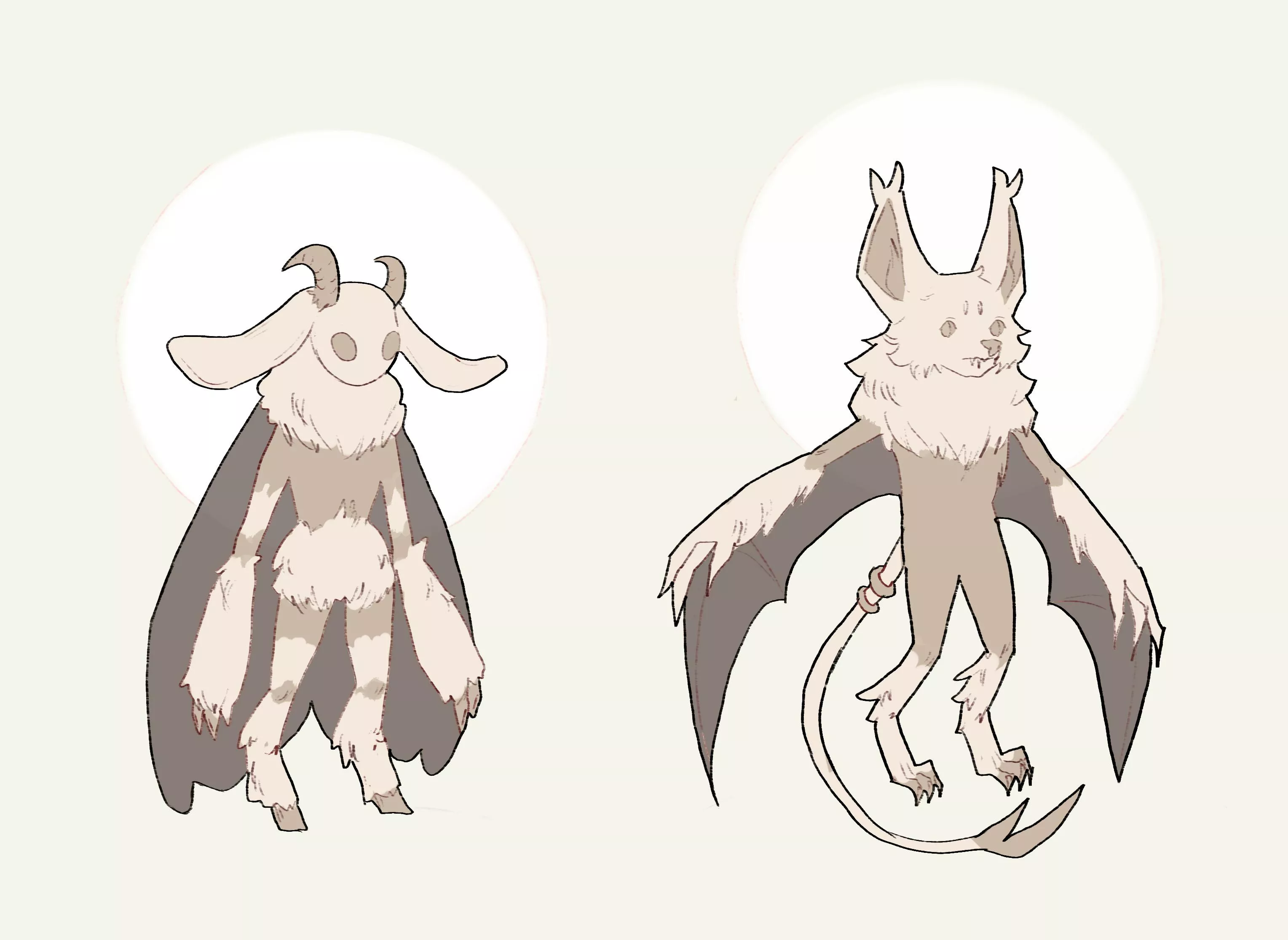 my very first fursonas, a goat moth and a bat, no names yet, but a lot of art in mind to do :D
