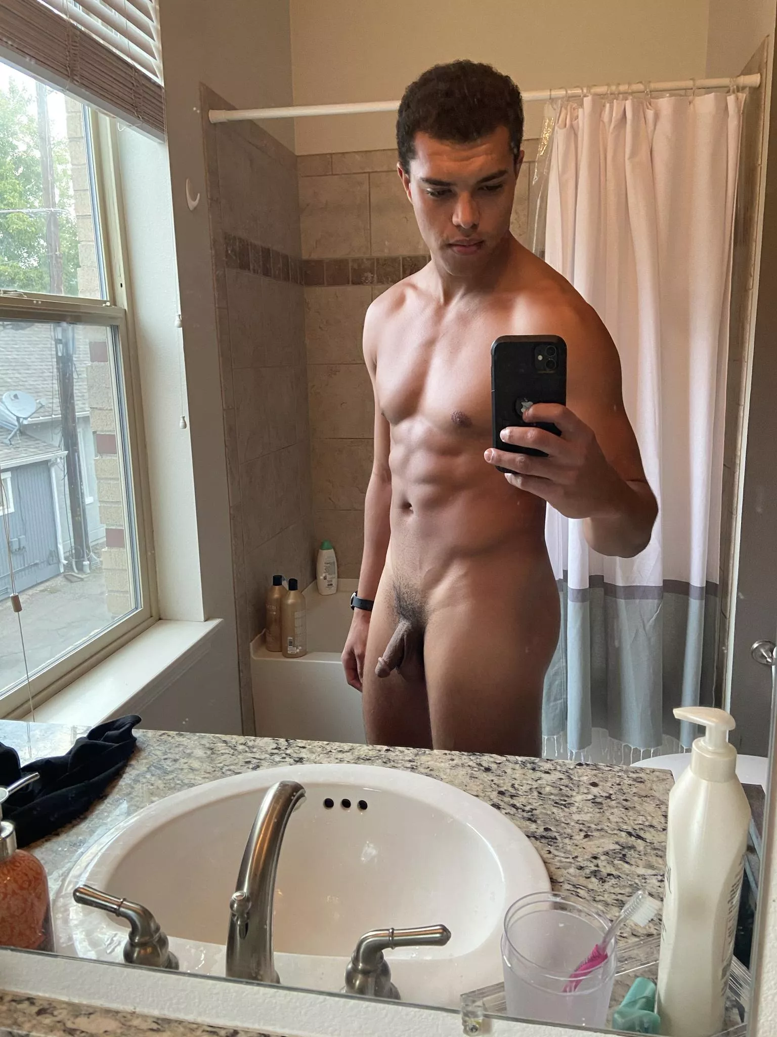 Rub your hands on my V lines in one of my friends bathrooms?