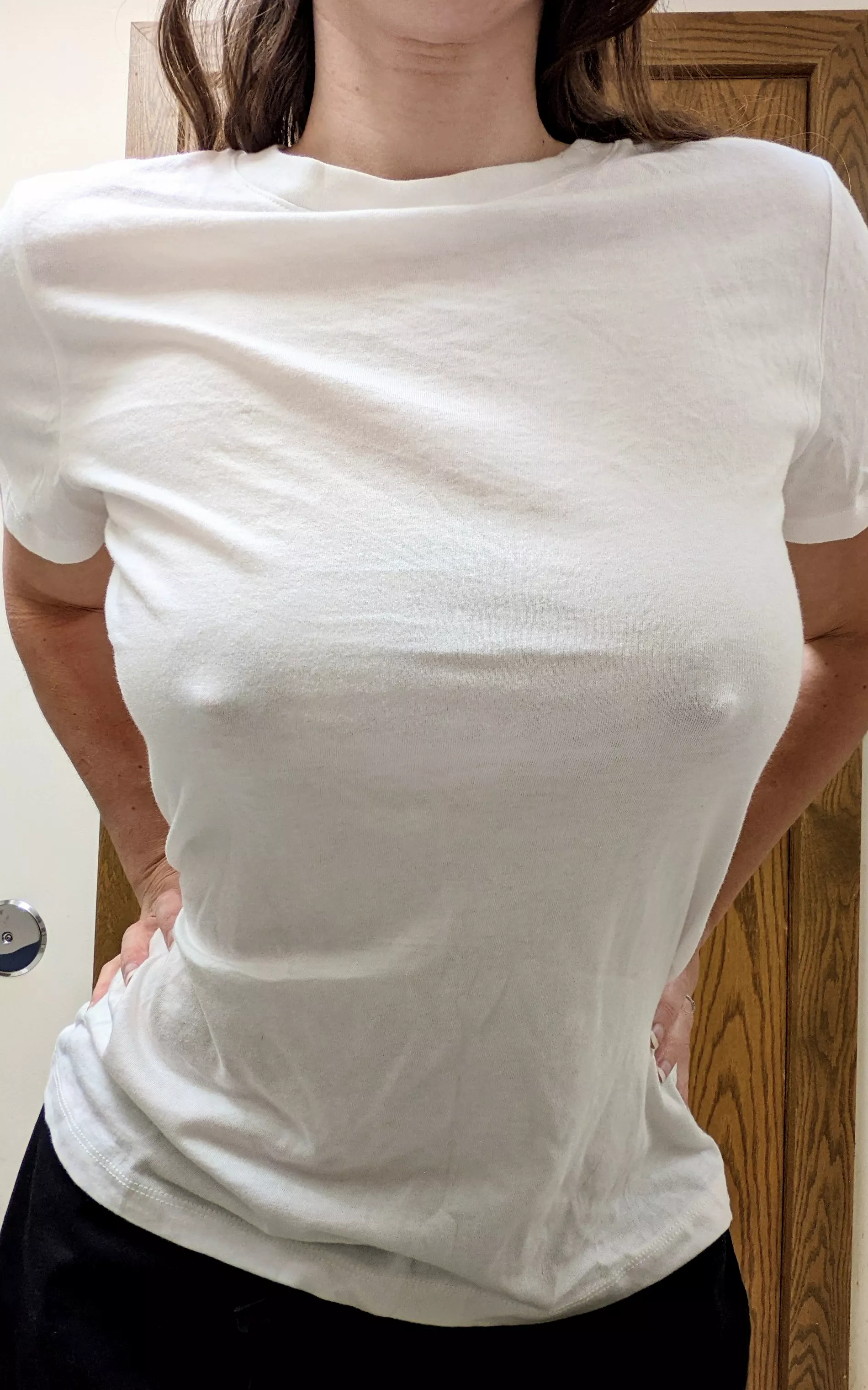 White T-shirts really have a way of showing off the nips