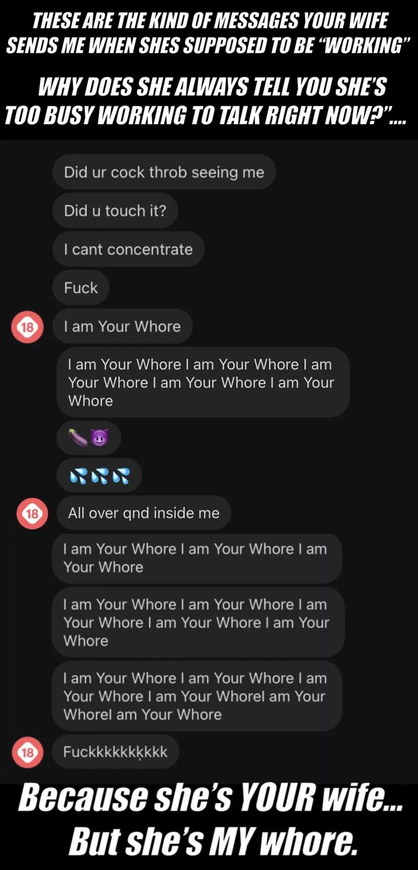 Yup… 👀 she looks way too busy to text you back…. 😈 what a good whore. SASTI RAND.