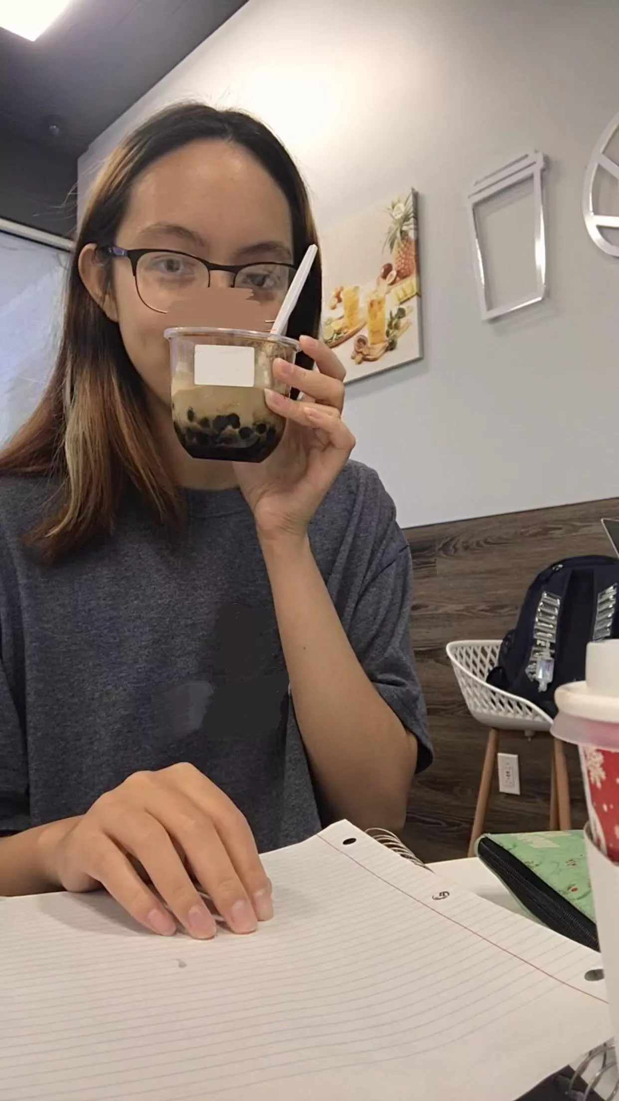 It’s raining today. I got drenched, decided to treat myself with hot Sago drink and Oolong Tea Soft Serve with bubbles. May I finish my hw today 😭