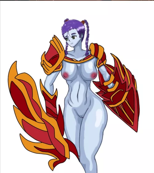 Shyvana forced to pose for splash art naked (by viscero_fg_art)