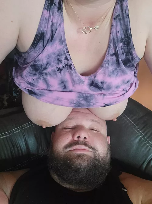 Daddy was passed out on the couch from a long day of work, so I woke him up with 2 of his favorite things! ❤