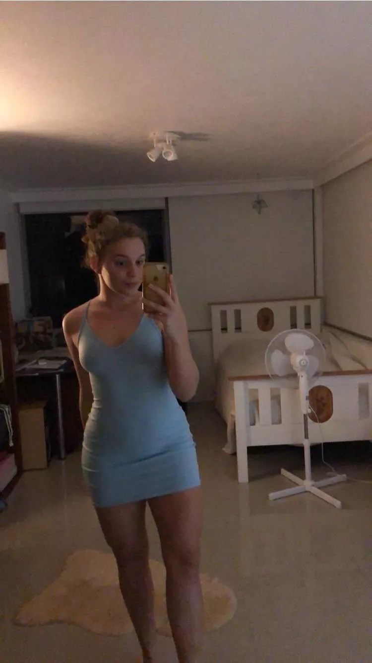 Irl girl light blue dress