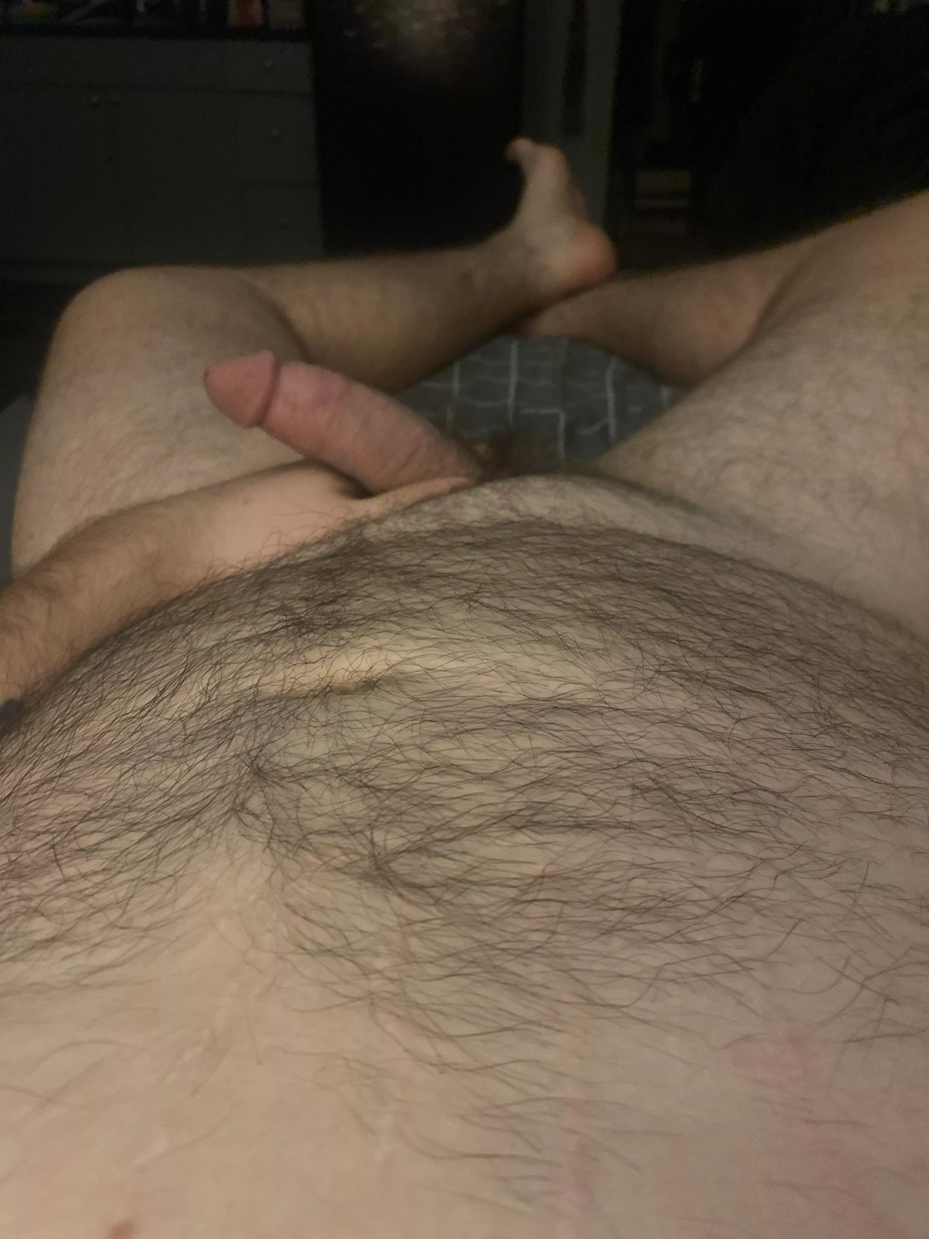 Semi with a hairy belly. Would love for one of you to drain me.