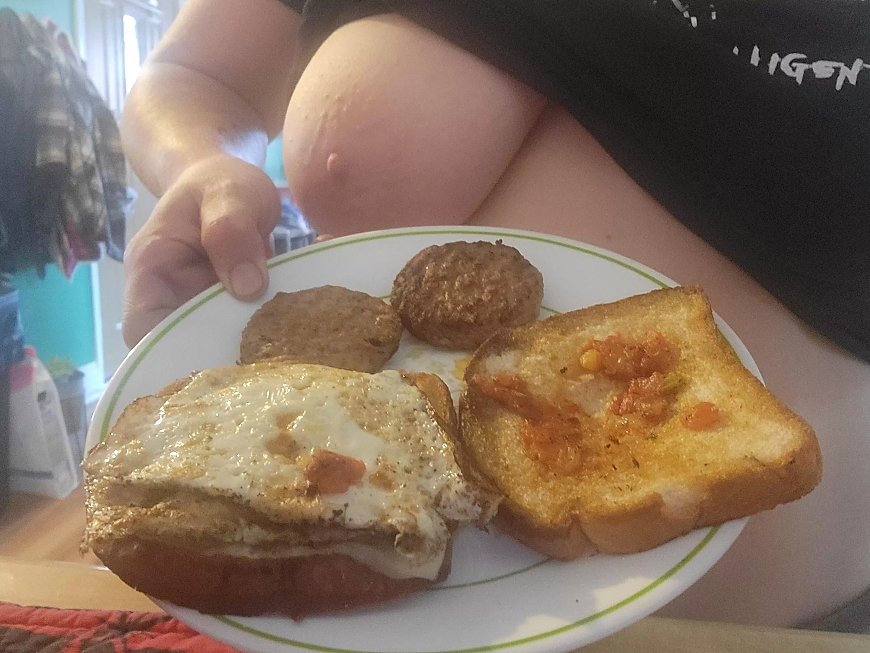 Breakfast With A Side of Boob. Join Me In Bed?