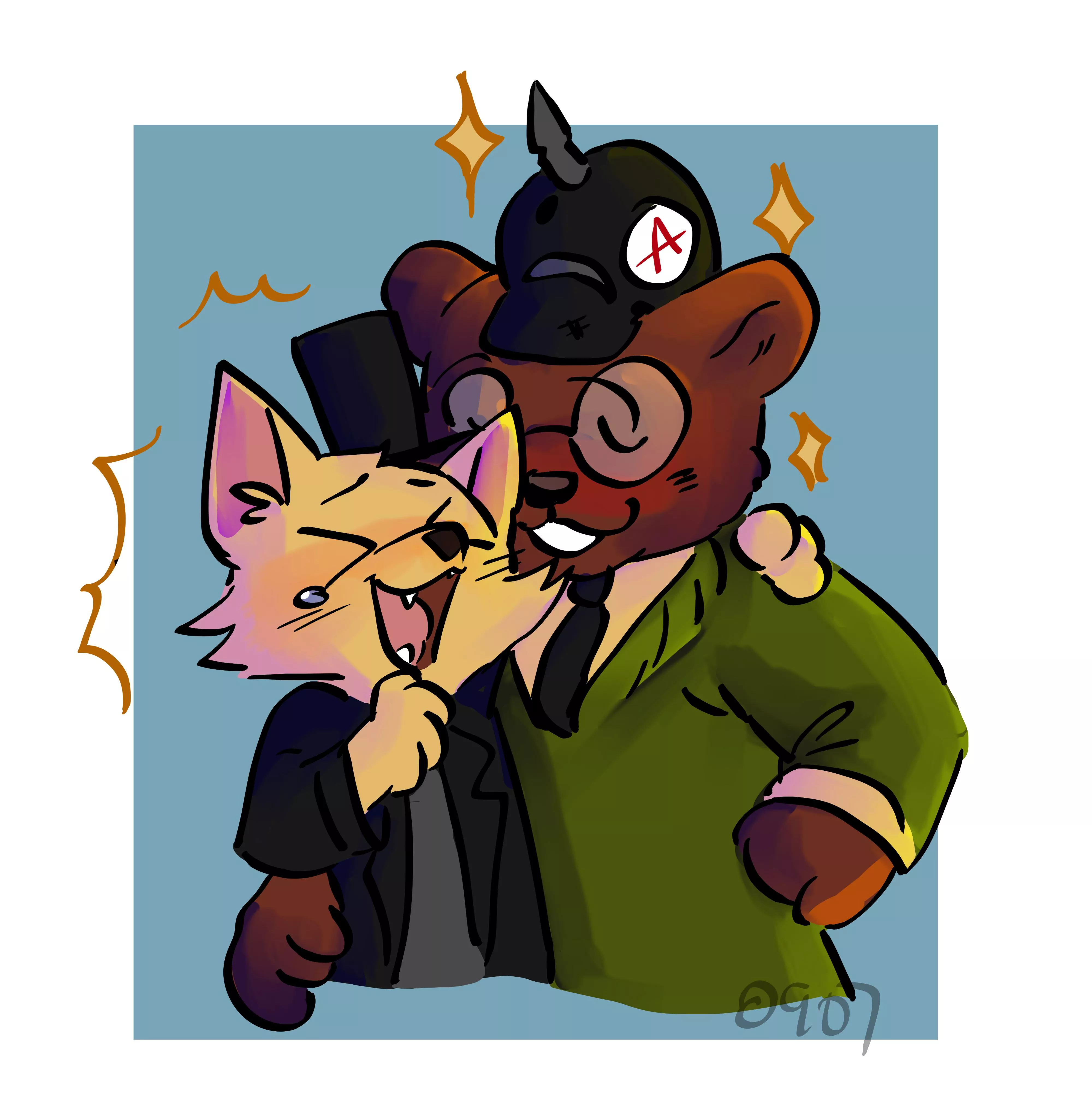 I drew gregg and angus commission awhile ago ❤🧡💛💚💙💜