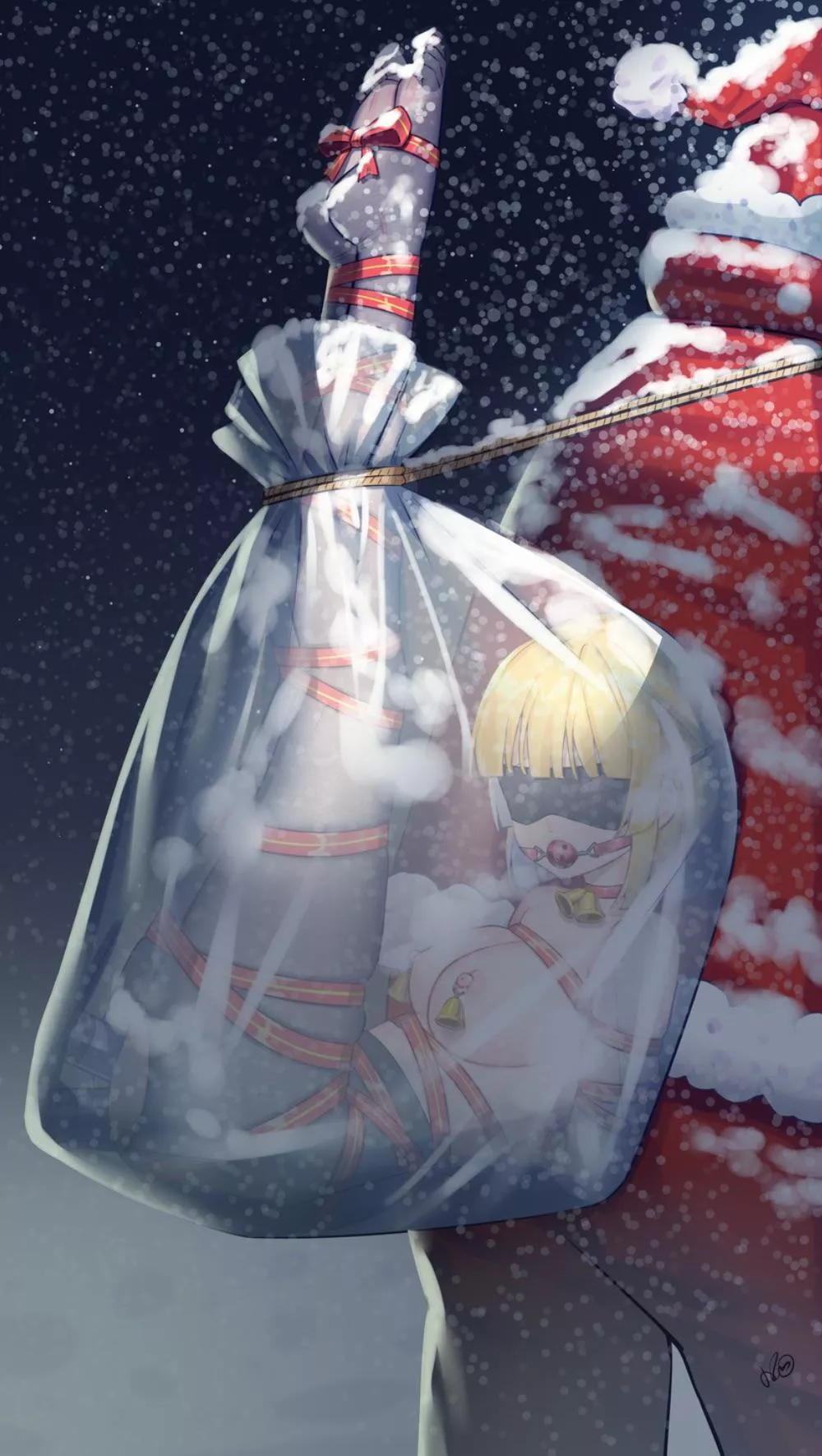 Santa Claus delivering a gift