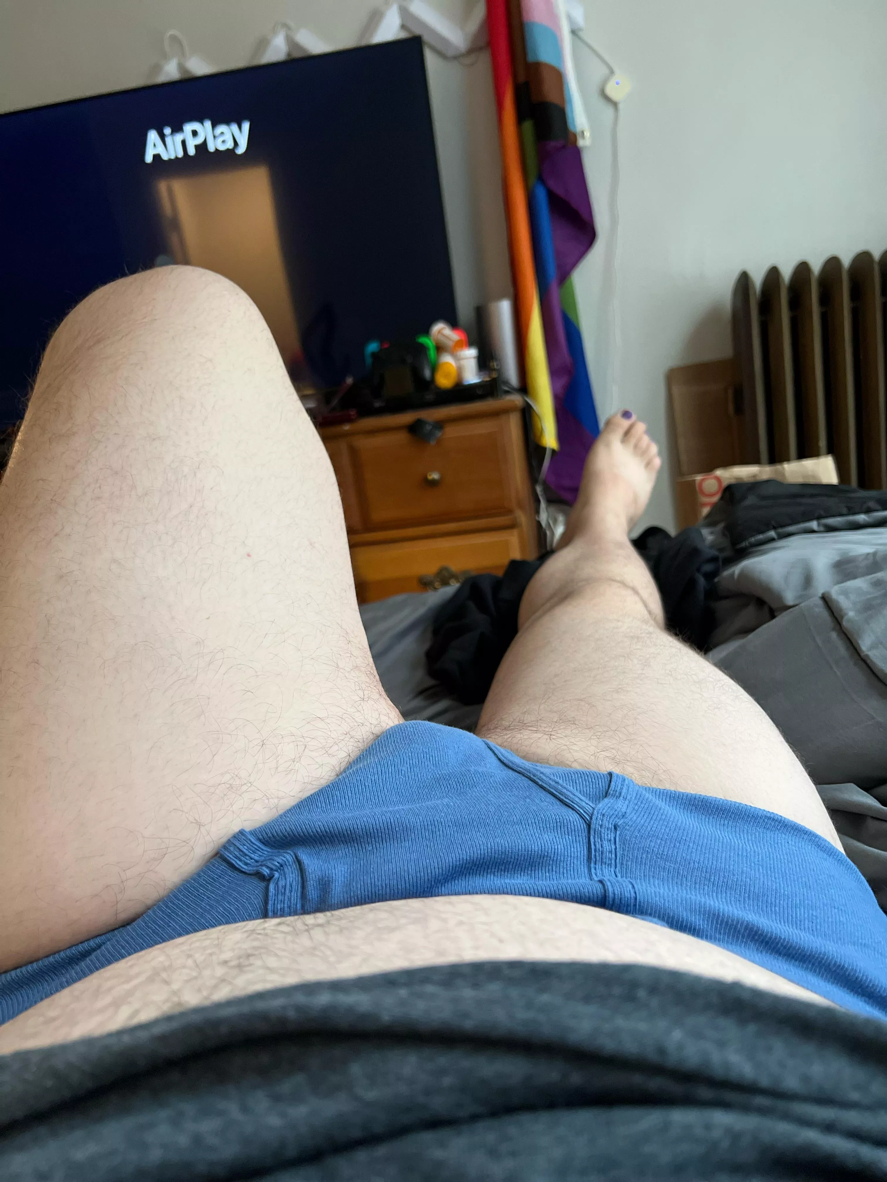 When I was in middle school, one of my friends was making fun of me for wearing white briefs, and I said that one of his other friends did too! He then said they’re not white they’re blue! Like that makes a difference 😜!