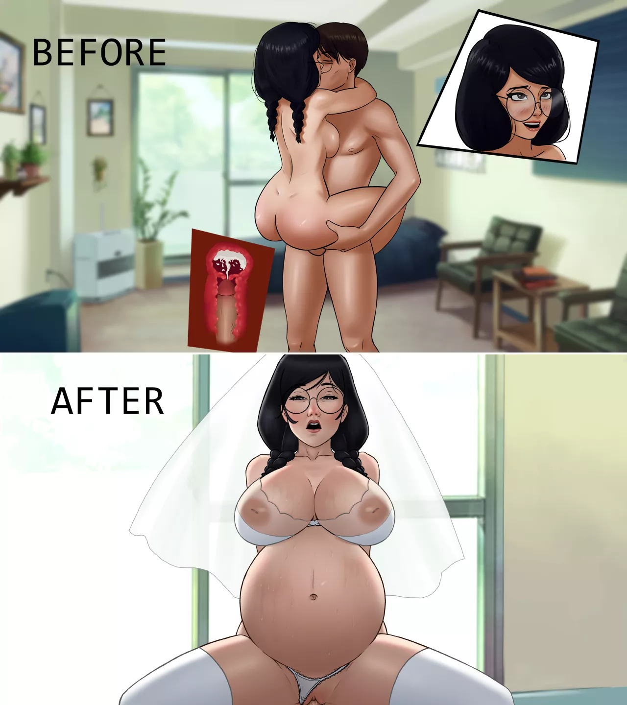 A nice before and after with my cute shy cousin... (Tamas Awakening 0.14) (Info on comments)