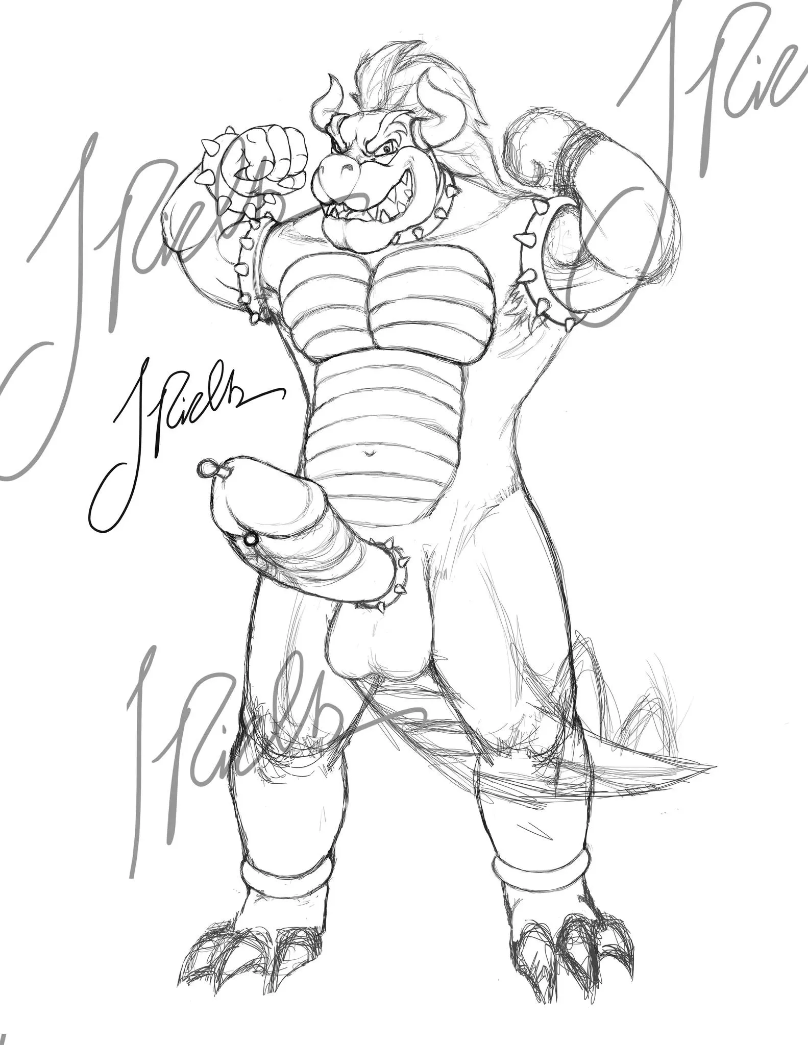 Alright, I finished the NSFW version of Daddy Bowser and the colour and alternate nsfw versions are in progress ✌ This is my first time making anything furry and it was a lot of fun 🌈